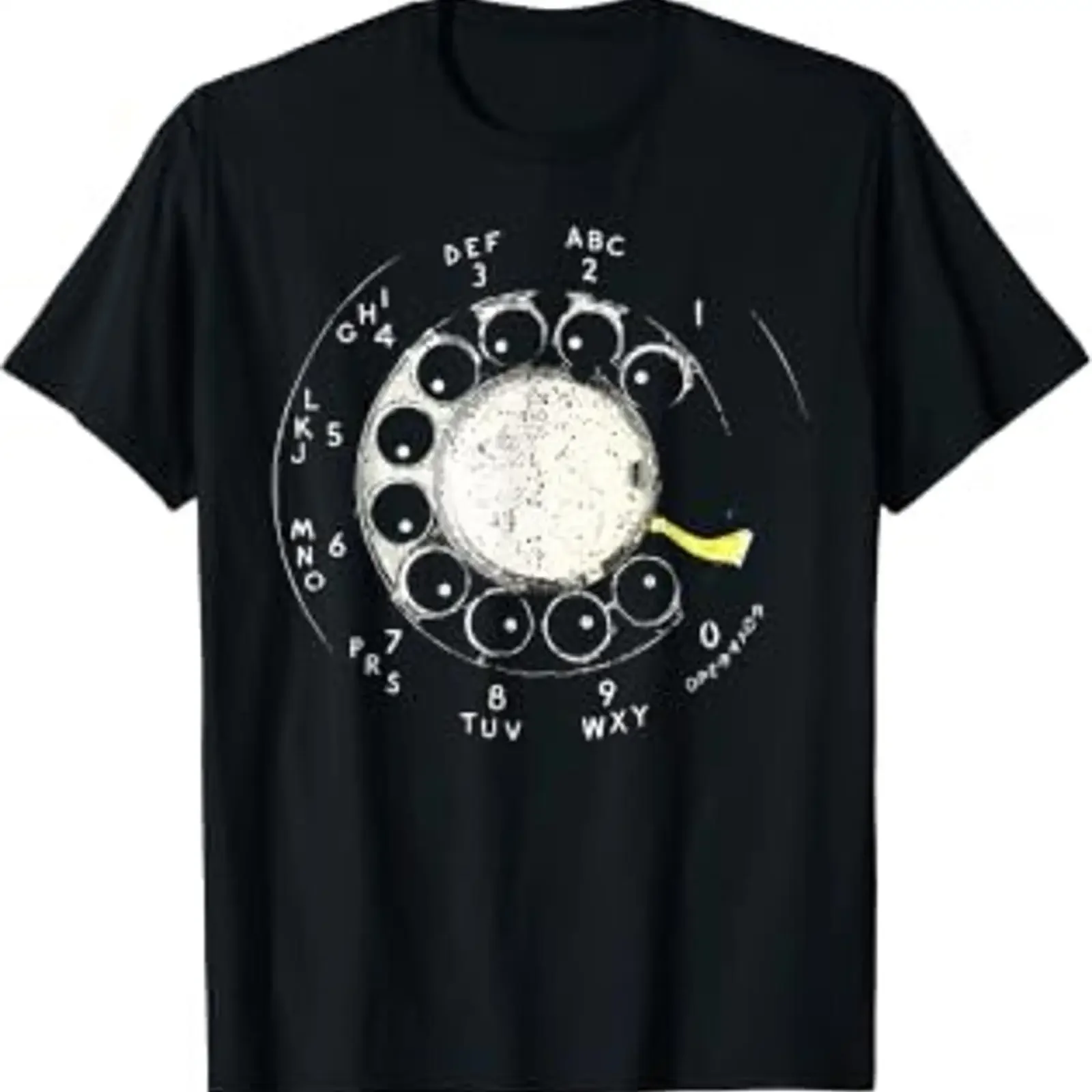 Vintage Rotary Phone Dial Pattern Telephone Numbers Objects T Shirt vintage Washed Top For Everyday Wear Slightly Stretched