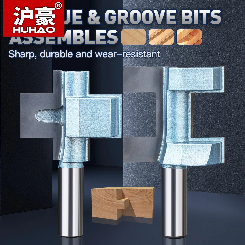 

HUHAO Tongue Groove Joint Router Bits 1/2" Shank T Slot Milling Cutter Woodworking Tools Carbide Tooth Tenon Bit Wood Face Mill