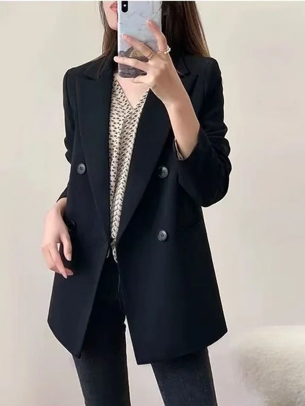 

Женский пиджак больших размеров, весна-осень 2026, новый, свободный крой, профессиональный стиль, корейский дизайн, на пуговицах, с завышенной талией
