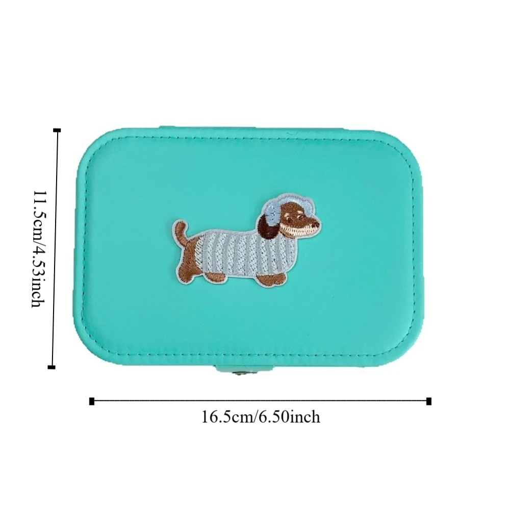 PU Leather Trinkets Storage Organizer Lovely Dog Cartoon Sausage Puppy Jewelry Storage Case Solid Color Large Capacity