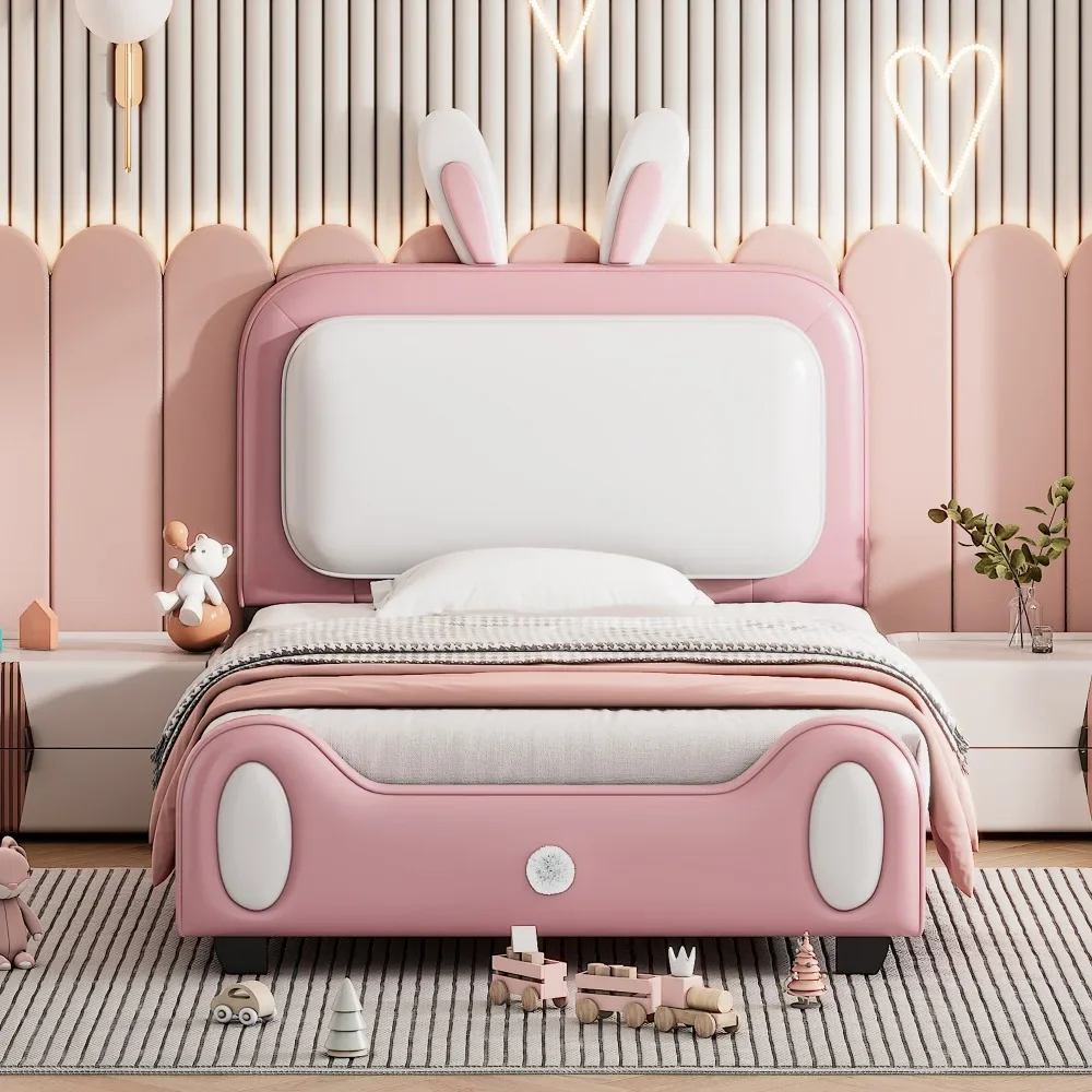 Rabbit shaped princess bed with headboard and footrest Solid Construction Easy to Install High Load Capacity