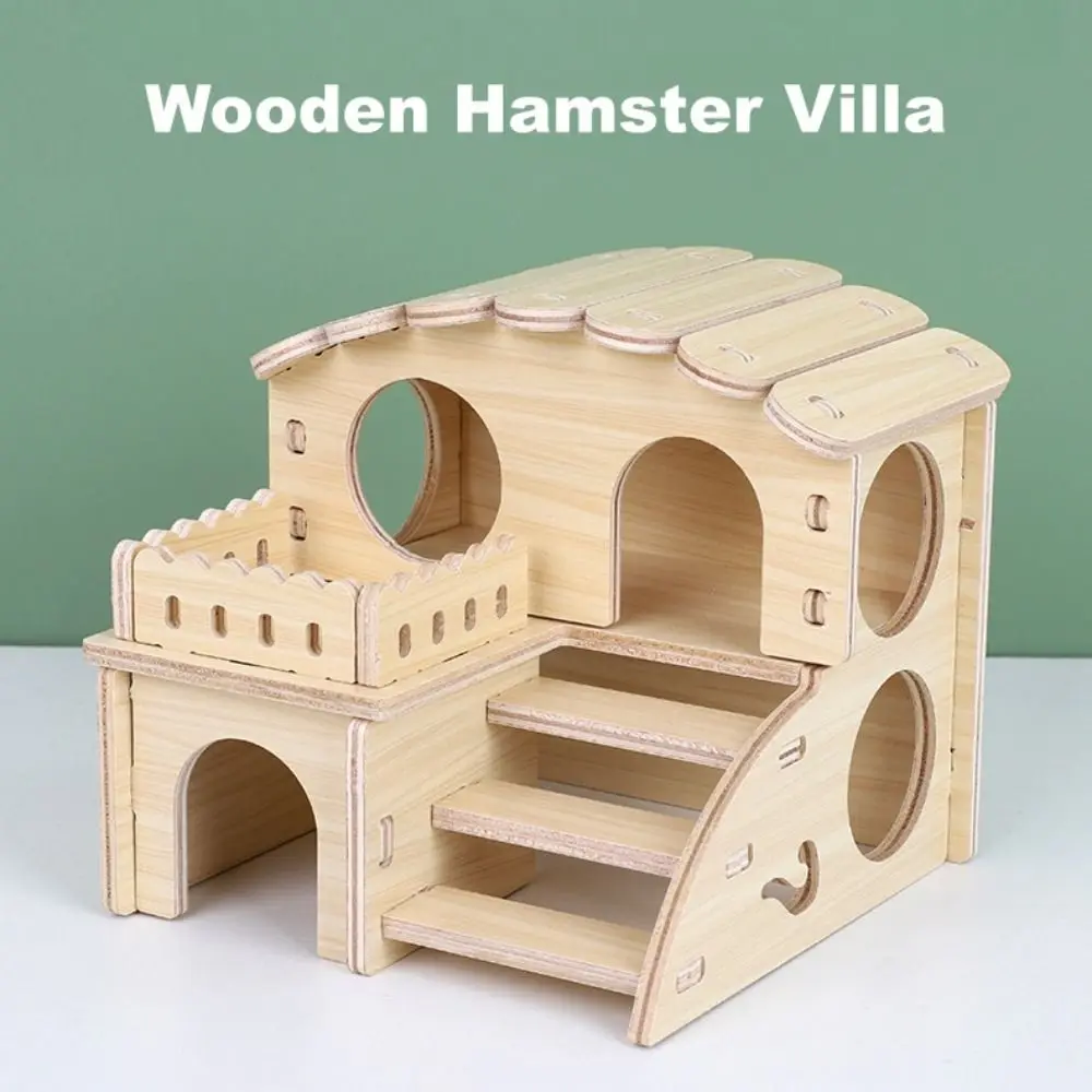 New Wooden Hamster Villa Easy to Install Chewable Platform House Durable Cage Accessories Hamster Climb Toy Pet Supplies