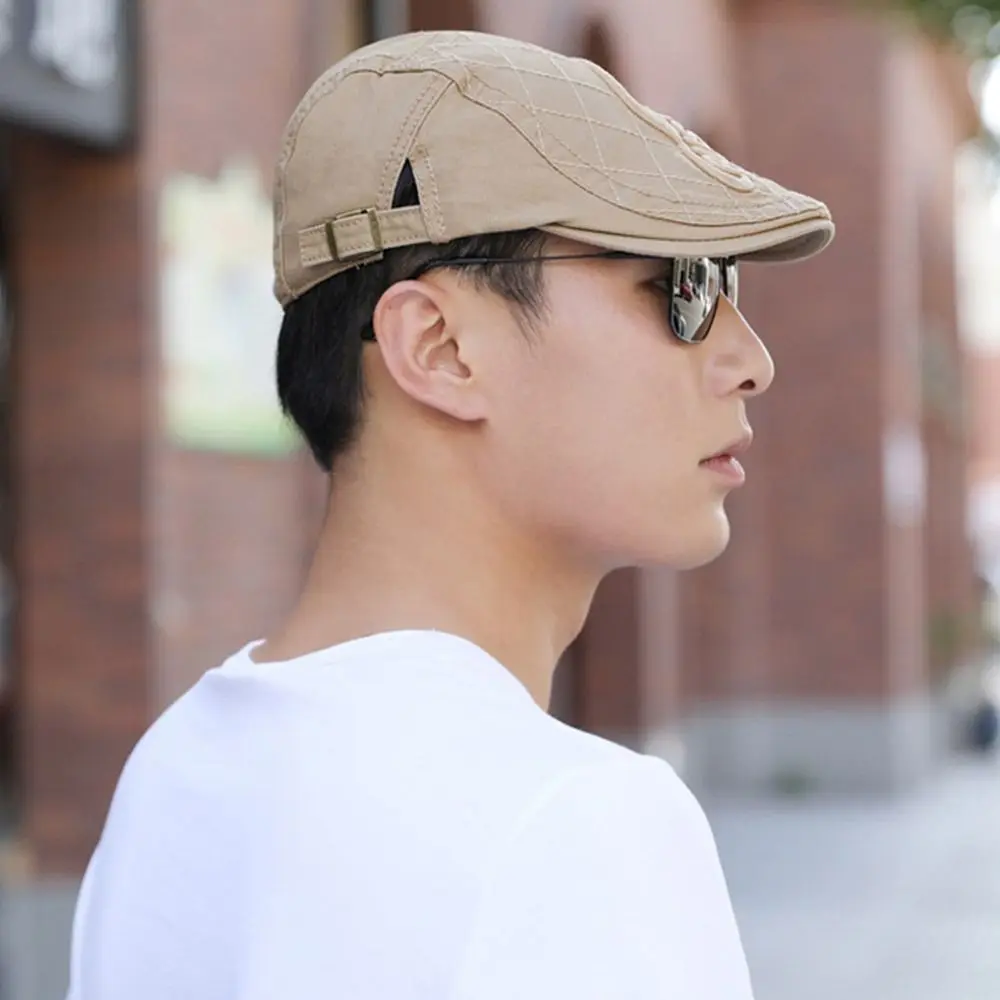 Fashion Breathable Berets Hat Adjustable UV Protection Peaked Cap Cotton Casual Newsboy Hat Men