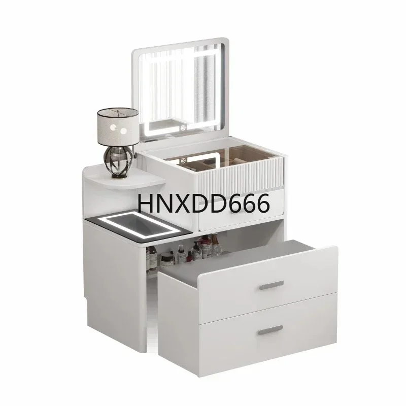 Minimalist Bedroom Furniture Set with Makeup Vanity Table, Chair, and Dresser for Modern Women in Nordic Style