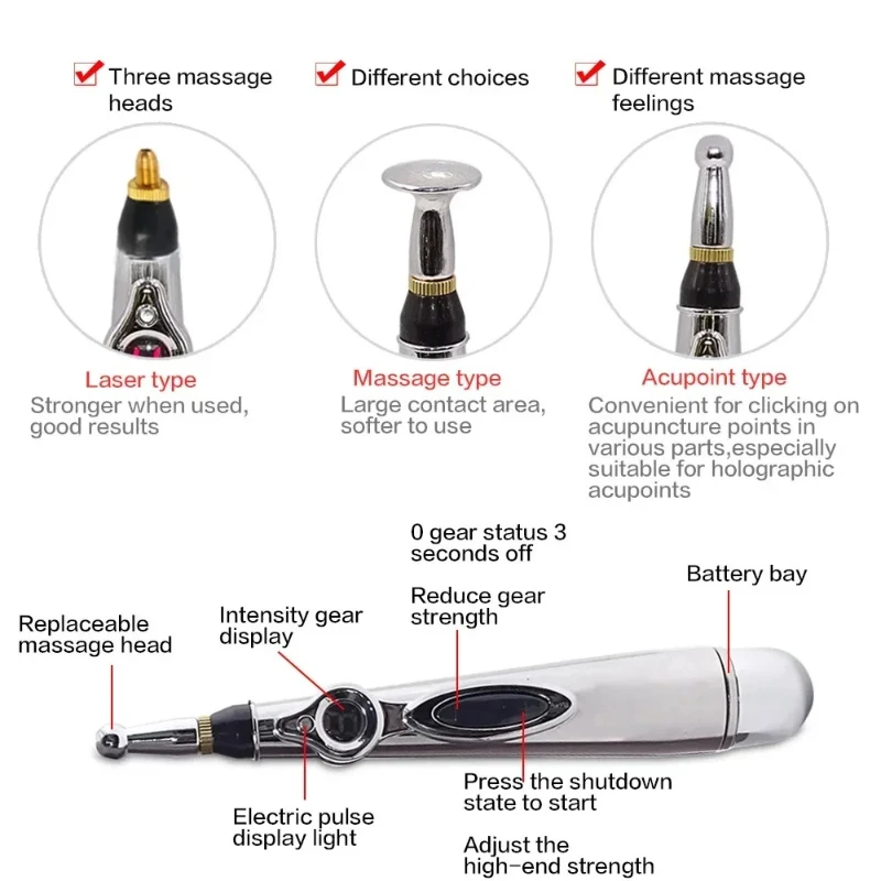 5 in 1 Electronic Acupuncture Pen Meridian Energy Pulse Massage Pen Acupoint Stimulation Pain Relief Muscle Relaxation Portable