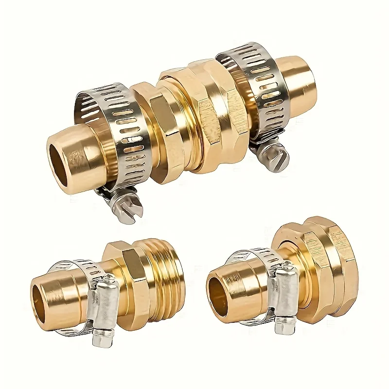 1Pair Garden Hose Repair Connector with Clamps Fit for 3/4