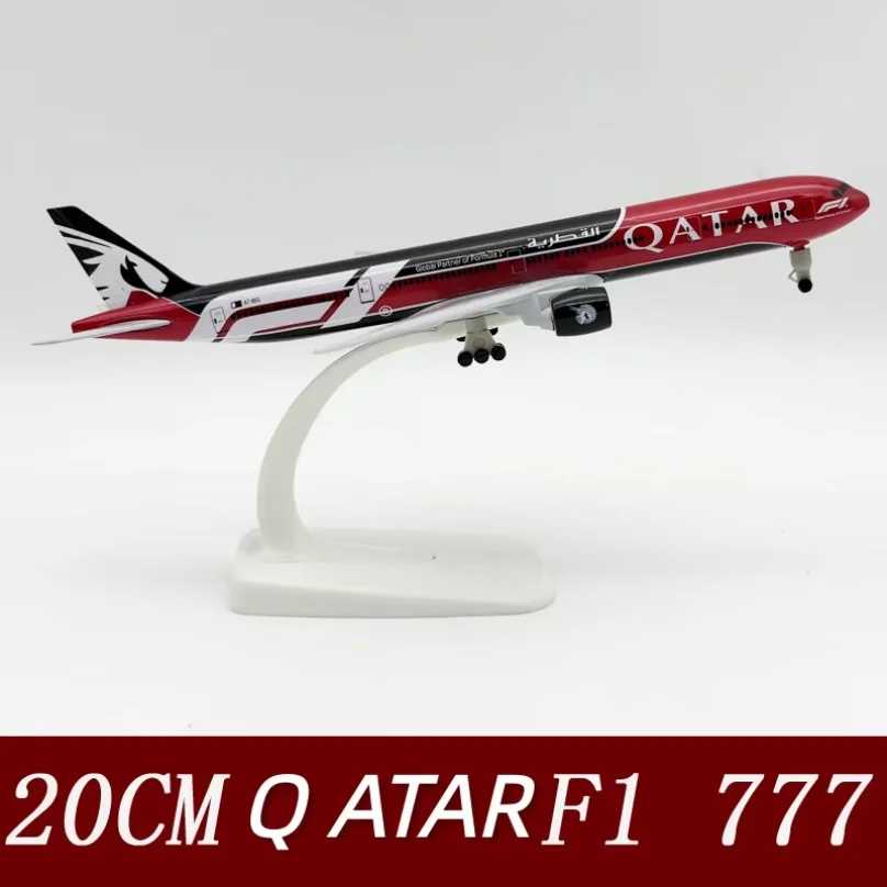 20cm Metal Scale Aircraft 777-300 Qatar Airways With Wheels Die-Cast Airplane Collectible For Aviation Enthusiast Gift