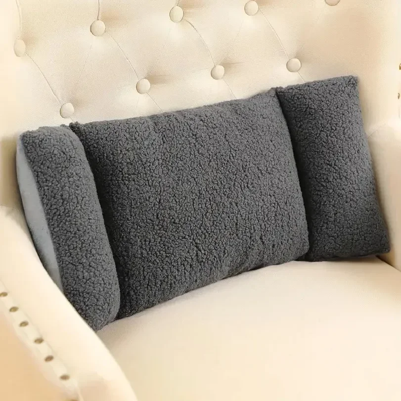

3-Segment Fleece Lumbar Pillow Ergonomic Back Support Cushion for Home Car Office Comfortable Multifunctional Waist Pillow