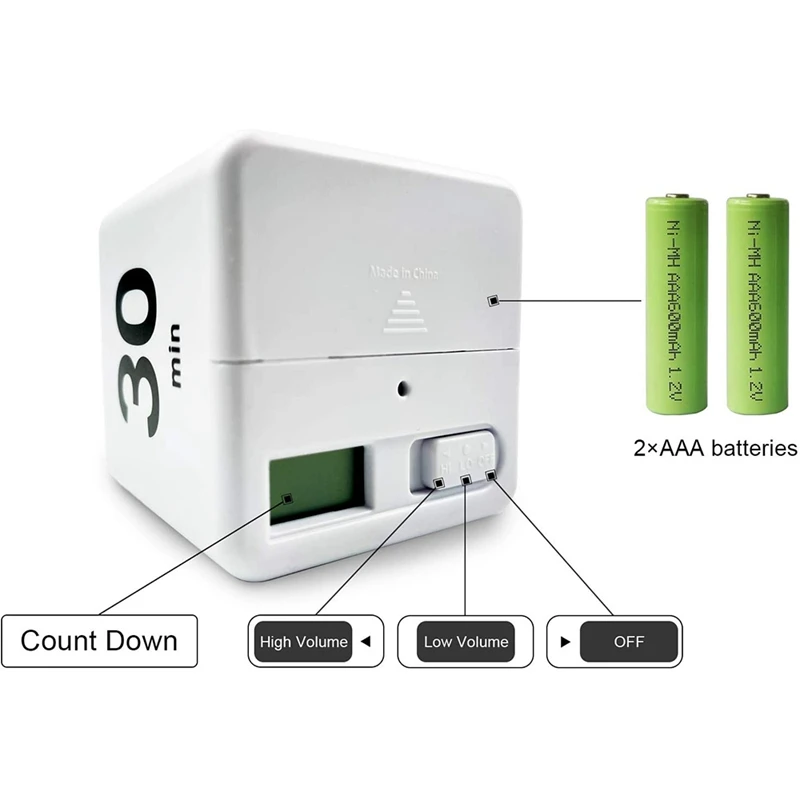 Square Timer,Kitchen Timer,15-20-30-60 Minutes,Sensor Flip Timer For Exercise Time Management&Countdown Settings