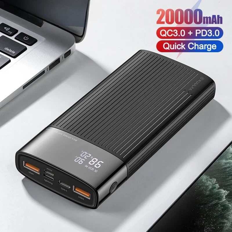 

2024 New 20000mAh Power Bank Digital Display QC PD 3.0 Fast Charging Power Bank USB External Battery Charger For Xiaomi Huawei