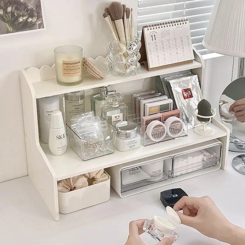 

Double Layer Desktop Organizer Box Office Workstation Elevation Storage Shelf Student Desk Arrangement Storage Rack