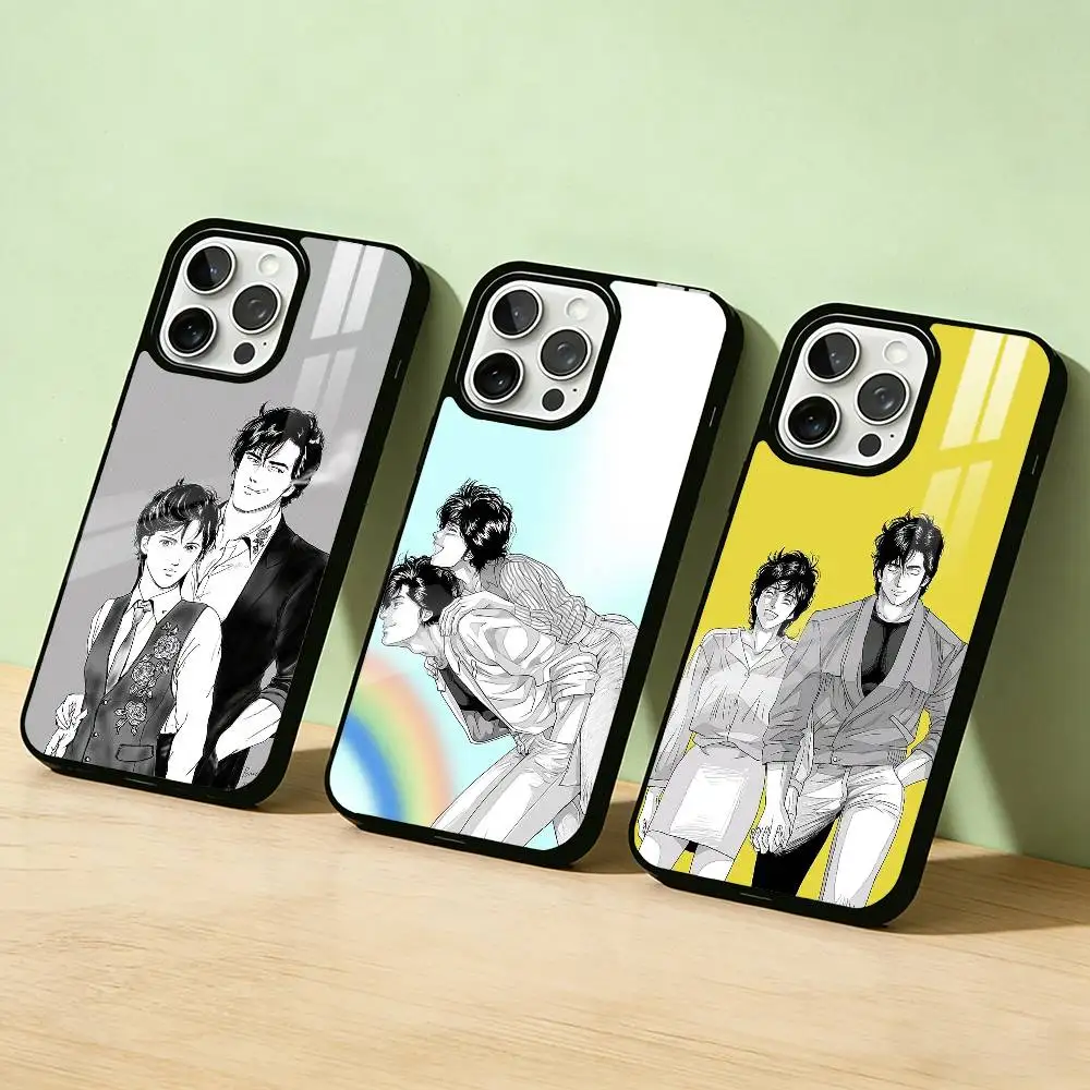 

AAA Retro City Hunter Comic Phone Case For iPhone 17,16,15,14,13,12,11,Pro Max,Plus Candy Silver Cover
