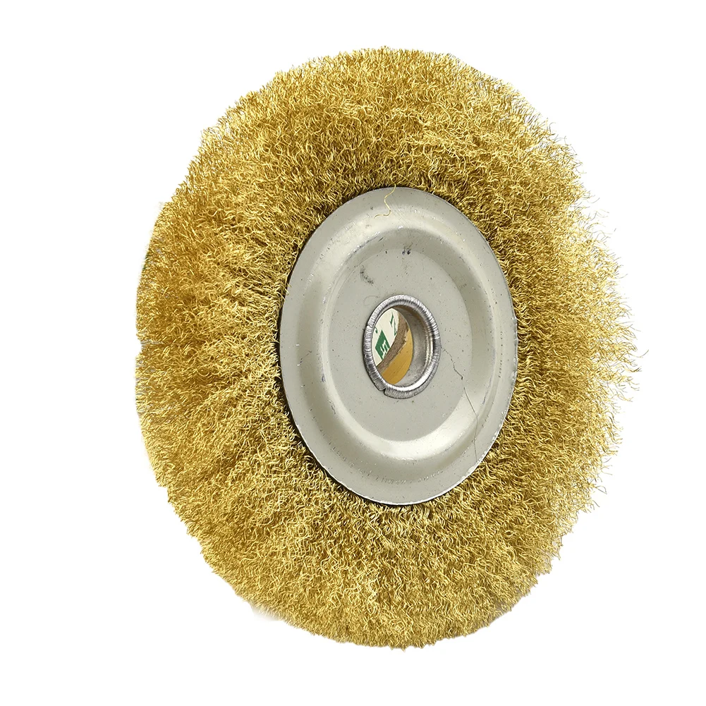 5Inch Wire Brush Pure Copper Wire Wheel Round Brass Brush Soft Wire Brush Wheel For Bench Grinder Metal Polishing Deburring Tool