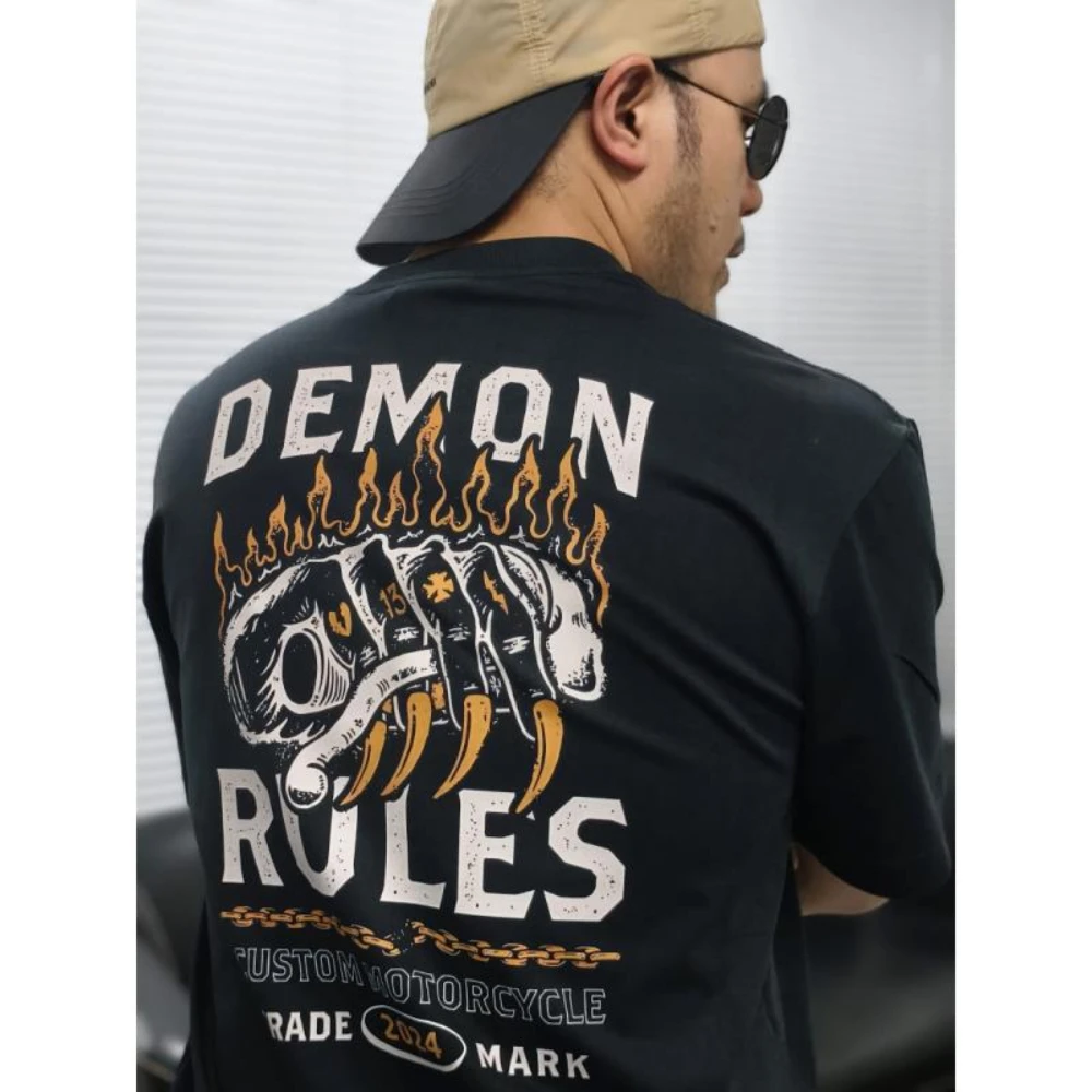 

Summer 2025 fashion new Devil Rule American retro pure cotton printed short-sleeved comfortable T-shirts for men and women