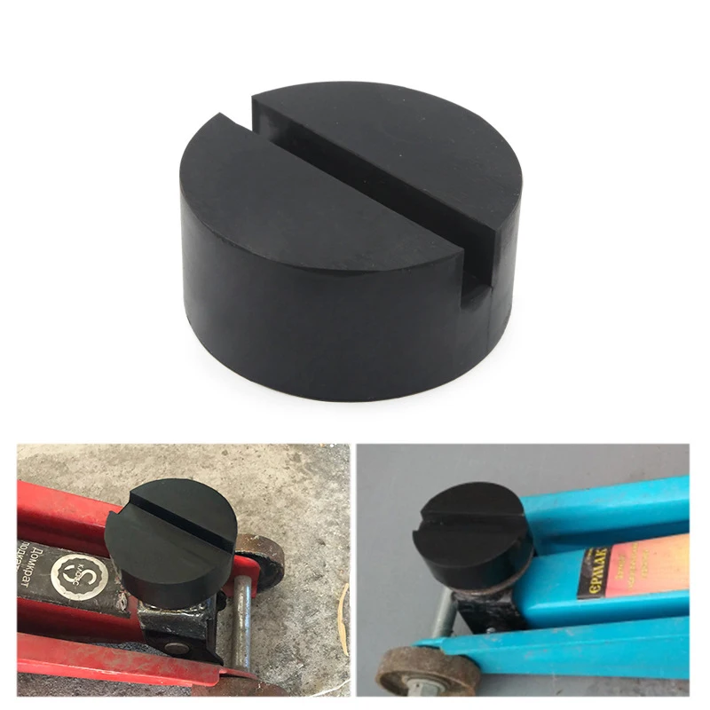 1 Pcs black rubber pad slotted floor jack pad wear-resistant shock-absorbing pad support block buffer block support