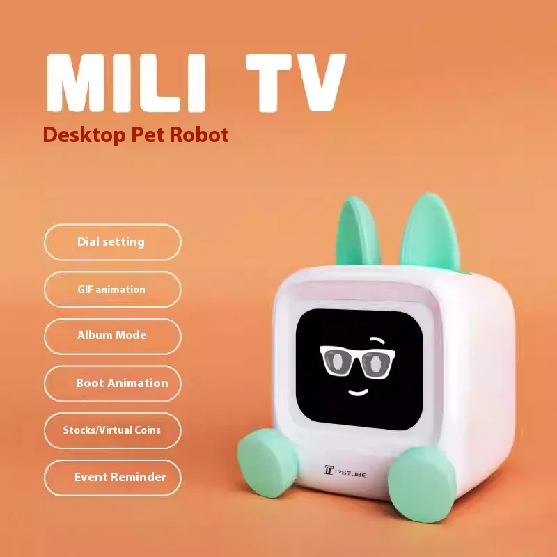 Lpstube Mili Tv Robot Electronic Pet Multiple Functions Mini Robots Cute Robot Accessories Desktop Decoration Customize Gifts