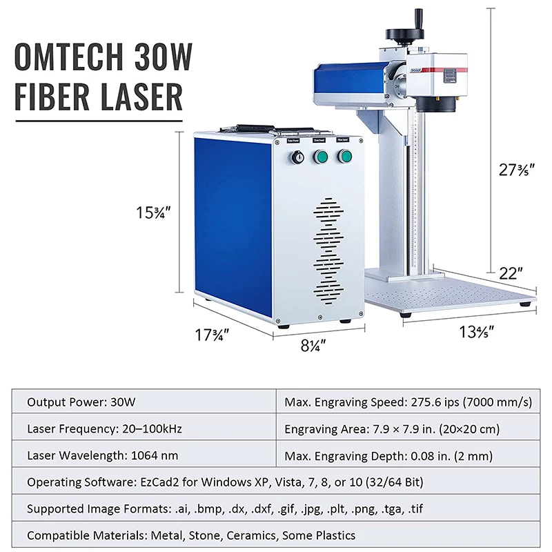 30W เลเซอร์เครื่องหมายสำหรับโลหะและอื่นๆ,8X8นิ้วเลเซอร์แกะสลัก,โลหะเลเซอร์แกะสลักเครื่อง EzCad2 Galvo เลนส์
