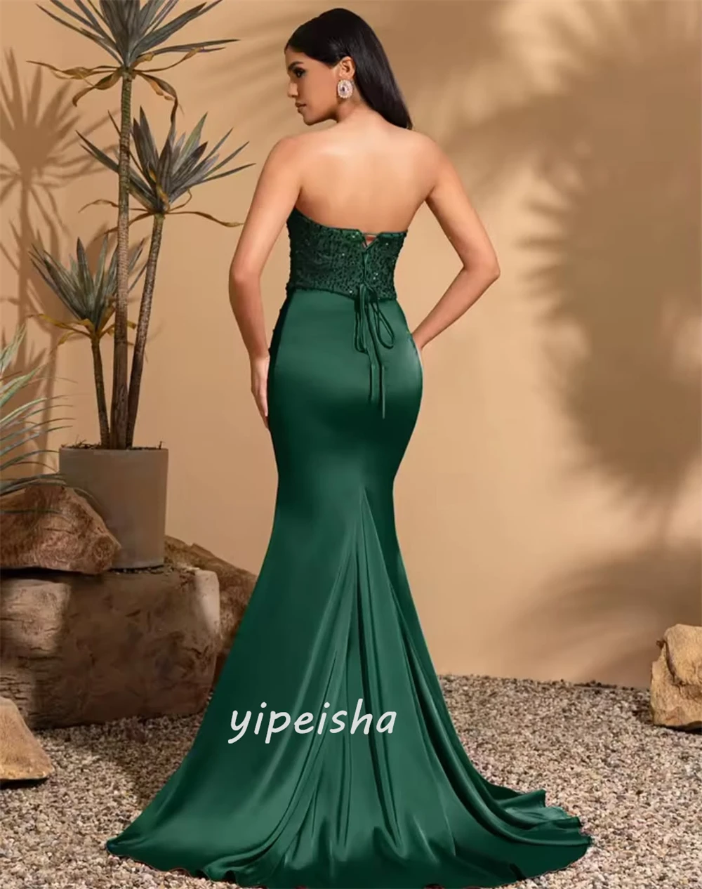 Индивидуальные современные стильные элегантные шармезные расшитые блестками и бисером Русалка без бретелек Длинные платья Вечерние платья Размеры в наличии Сексуальные