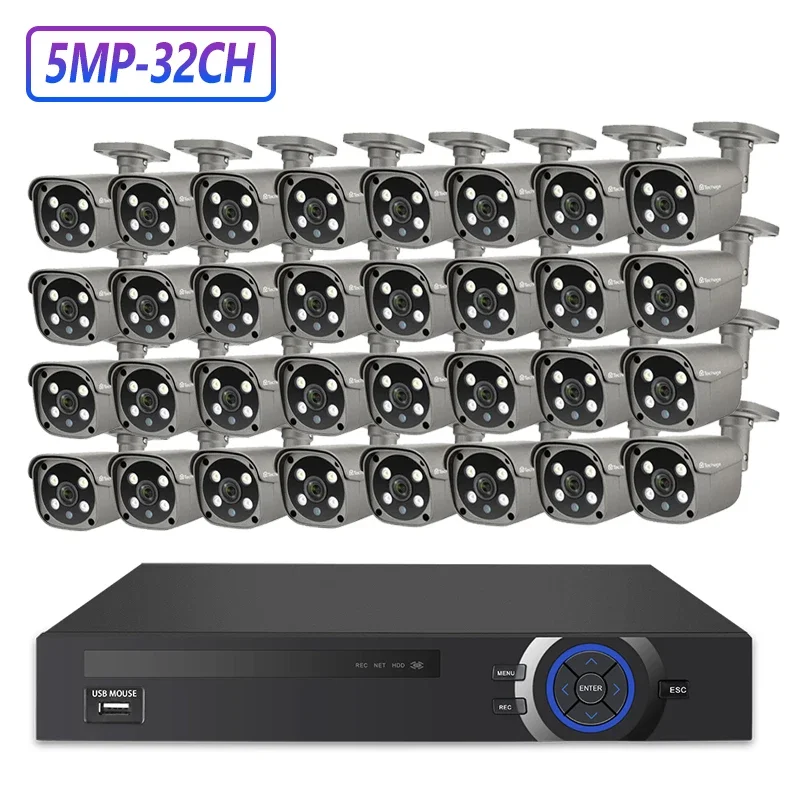 

IP Video Security NVR 32Ch Outdoor Ip 5Mp Poe Camera Security System Video Surveillance Kit