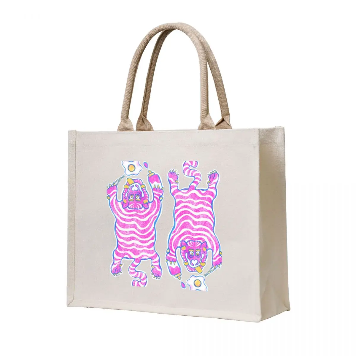 

Pink LDN SWB Breakfast Tiger Tote Bag foldable reusable bag Reusable bags ecological bags hand bags