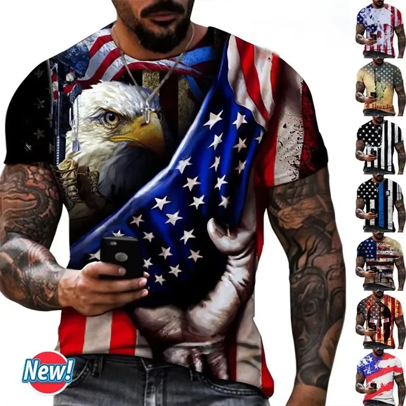 Men's 3D Printed Soaring Eagle T Shirt Summer Creative Animal Print Tee Casual Funny Fashion Top Streetwear Cool Graphic Tees