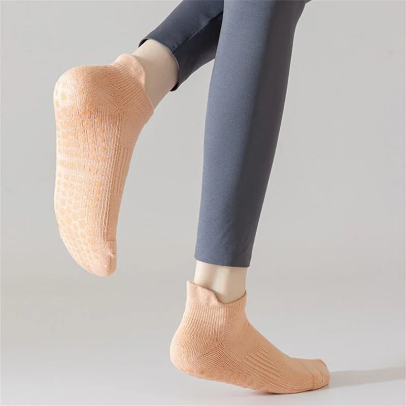 5Pairs Women Anti-Slip Sock Trampoline Yoga Sock Cotton Breathable Short Socks Elasticity Sport Outside Pilates Sock EU33-39