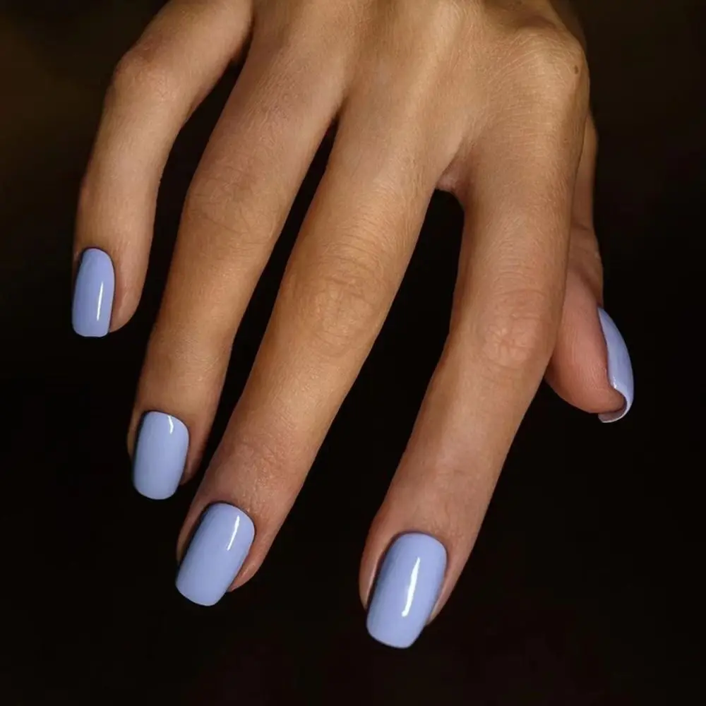 24pcs Simple Square False Nails Short French Pure Color Fake Nail