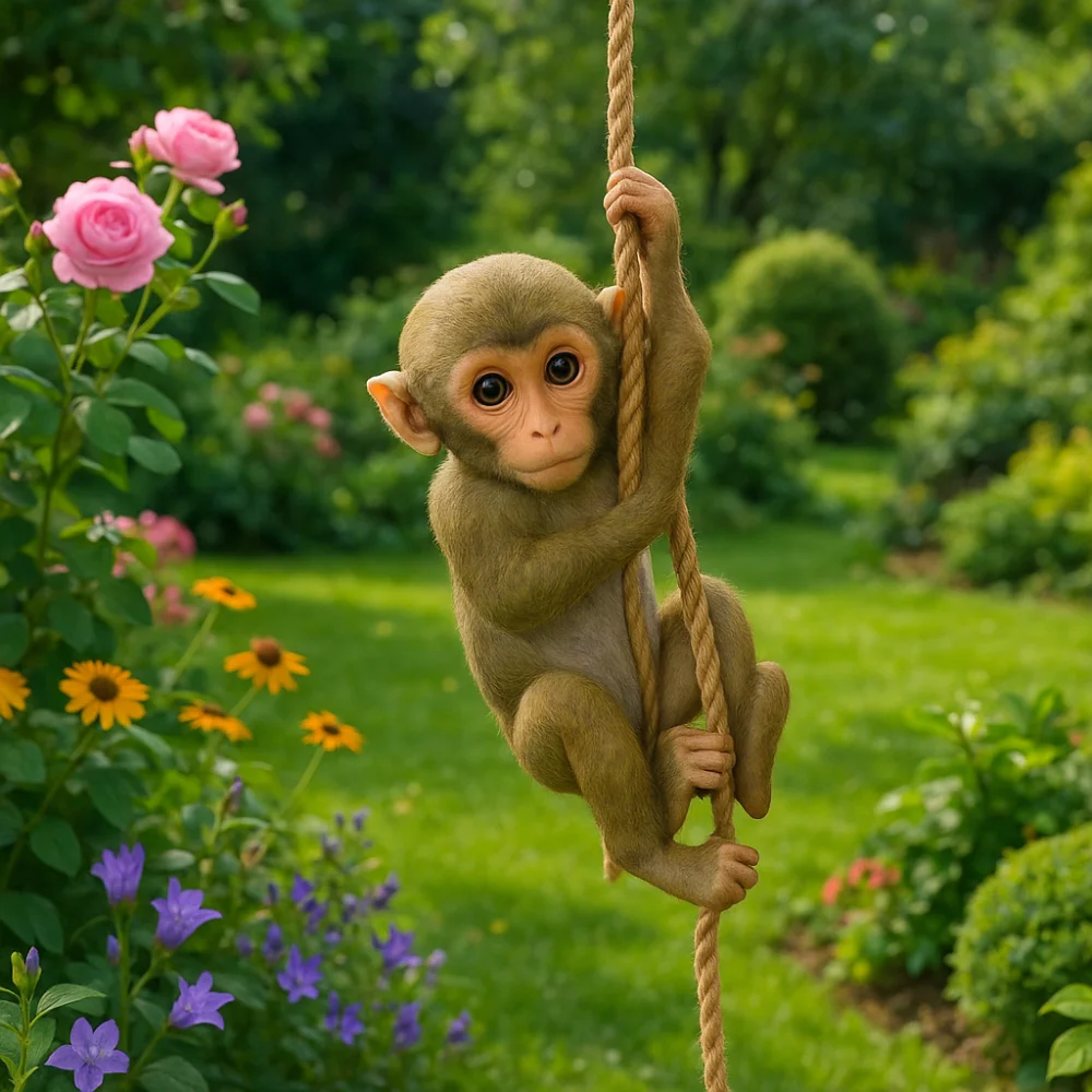 

Cute Garden Climbing Monkey Figurine Handmade Resin Crafts Monkey Hanging Ornament Weatherproof Animal Statue Home Decor