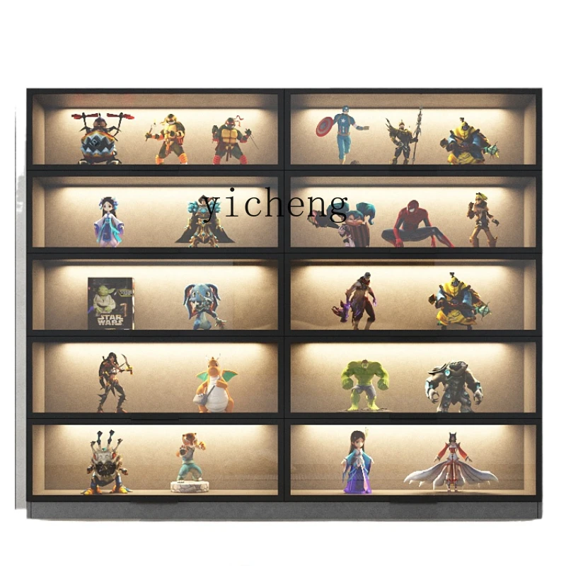 

Zc Hand-Made Blind Box Display Cabinet Model Transparent Glass Bookcase Storage Hydraulic Display Cabinet