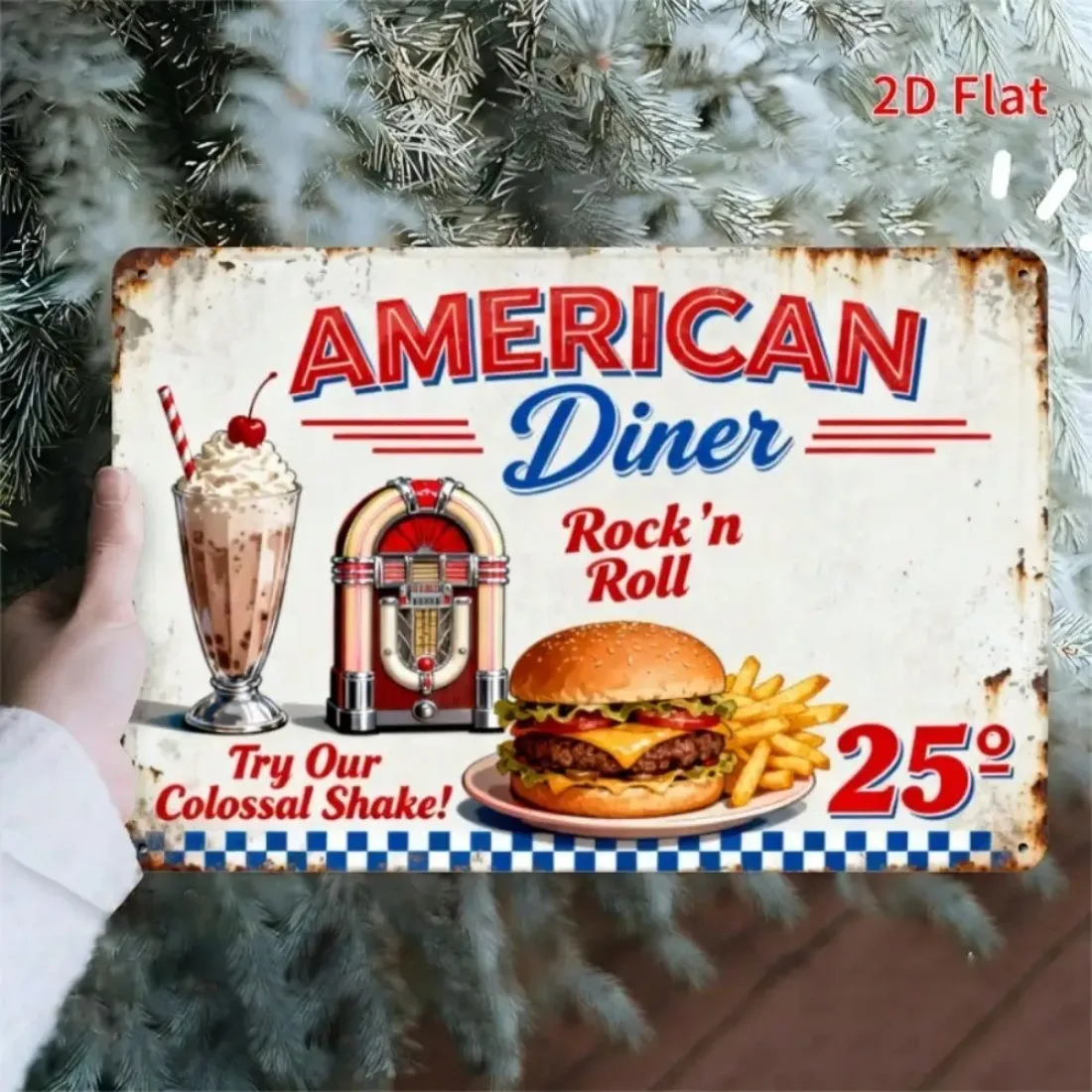 Retro American Diner Metall-Wandkunst – Vintage-Blechschild für Bar, Café, Garage & Küche