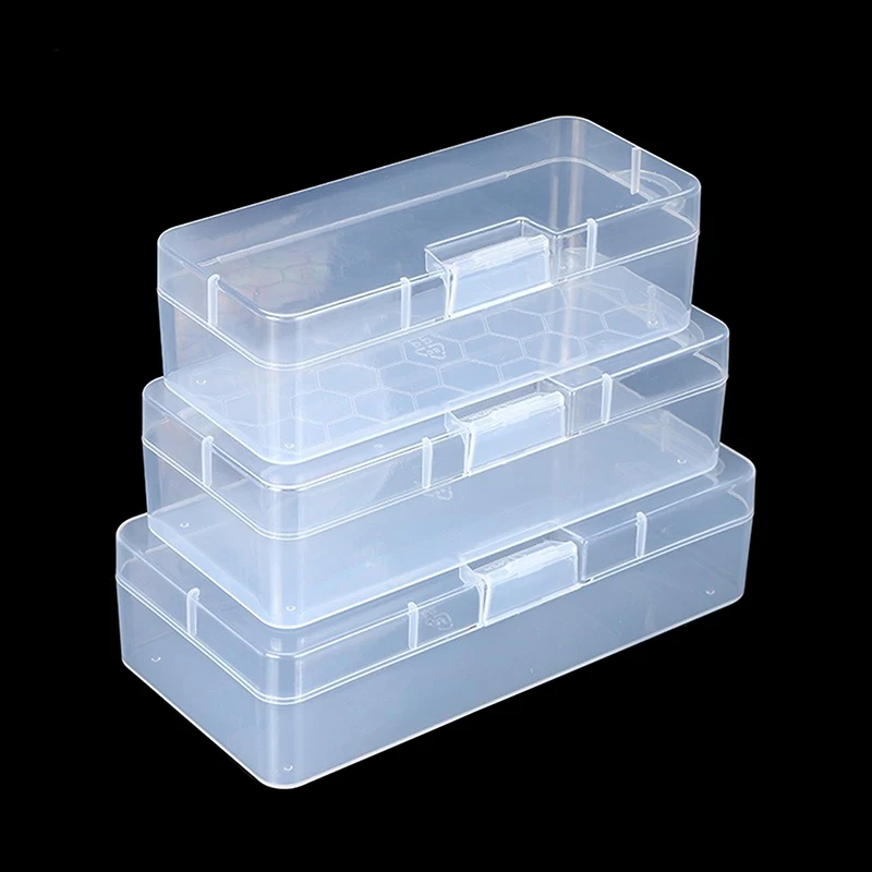 S/M/L Rectangle Multi-purpose Portable Transparent Dust Protection Plastic Storage Box Makeup Brush Buckle Plastic Brush Box