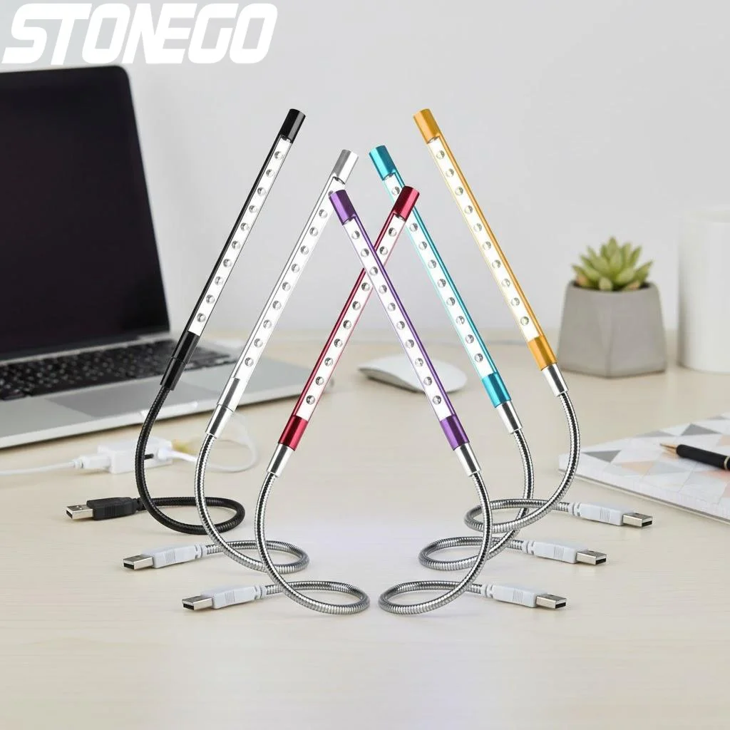 

USB-лампа с 10 светодиодами, миниатюрная гибкая металлическая лампа для чтения книг, ноутбуков, ПК, компьютеров, настольная лампа