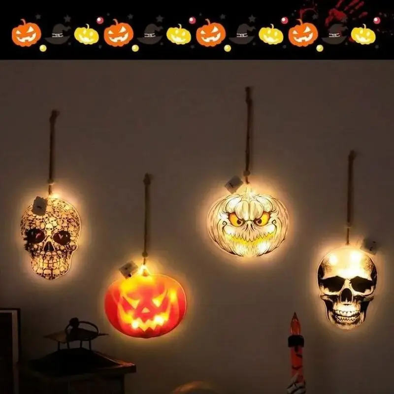 Outdoor Led Halloween Decorative Lantern Lights Demon Skull Headlamp Led Jack-O-Lantern Halloween Decoration A String Of Lights