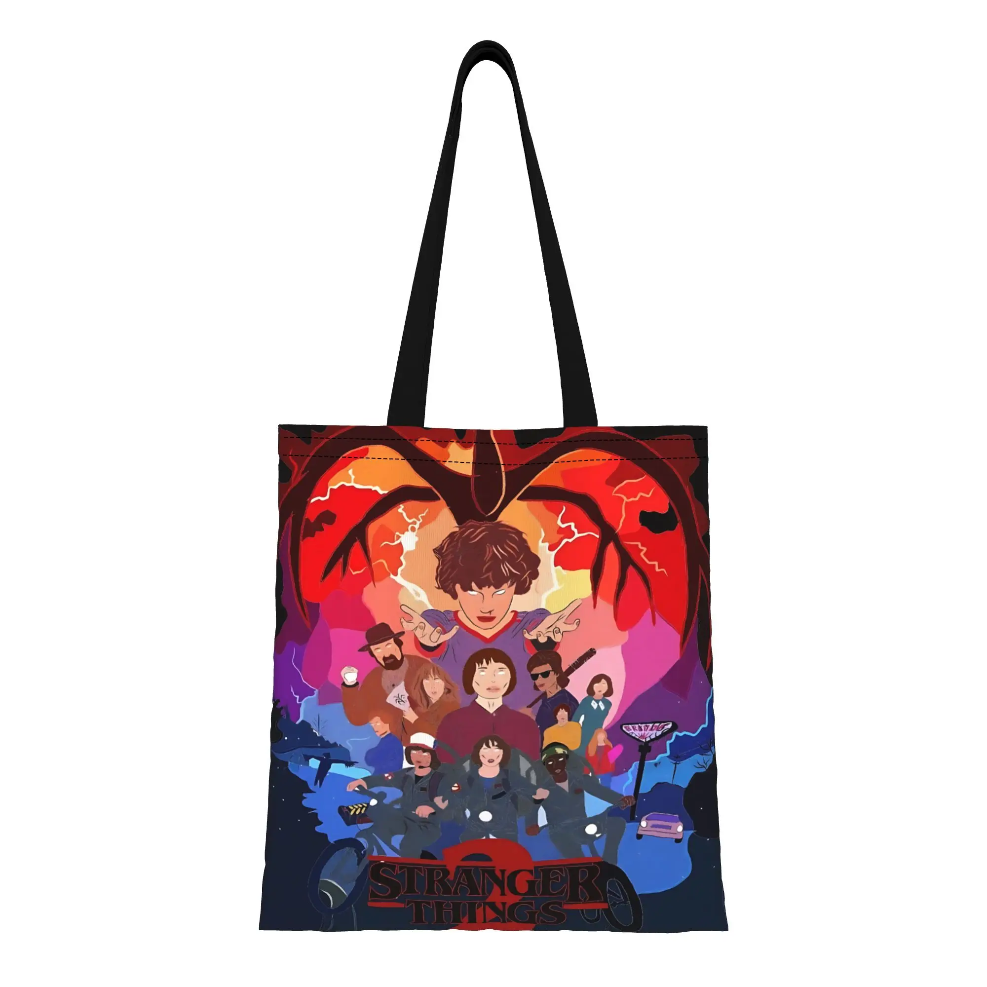 

1 шт. многоразовая двусторонняя холщовая сумка-тоут Funko Stranger Things, сумка через плечо