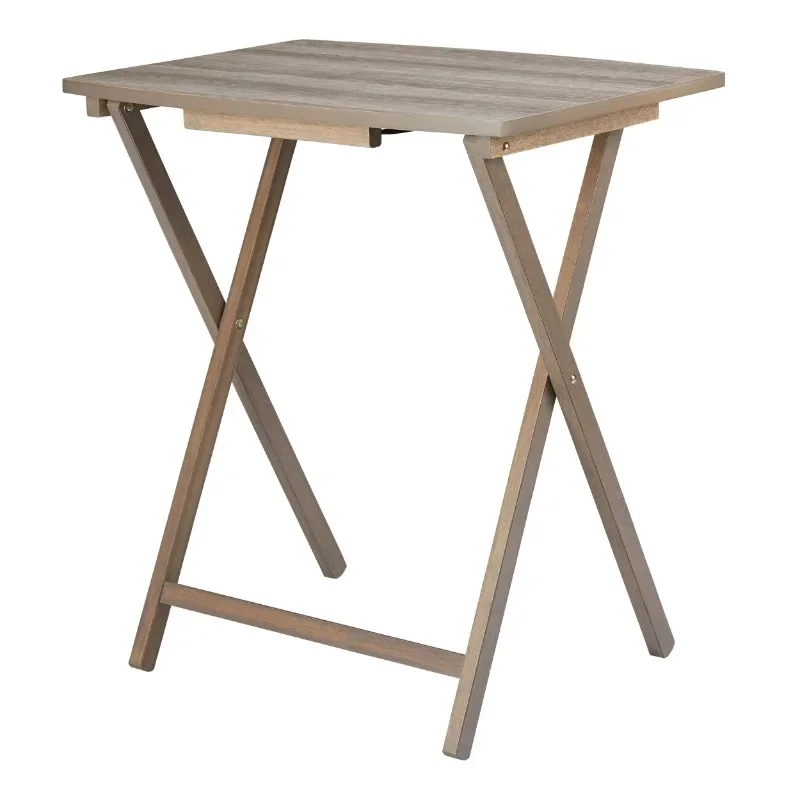 Mainstays 5-Piece Folding XL Oversized Tray Table Set, Rustic Gray  outdoor table  foldable table