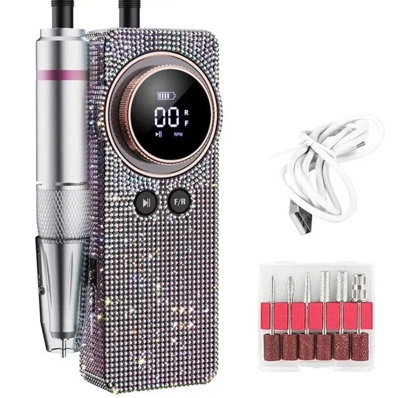 Professional ชาร์จเครื่องเจาะเล็บสําหรับเล็บไฟฟ้าแฟ้ม HD จอแสดงผลโลหะเล็บปากกาเครื่องกลึงเล็บ Sander