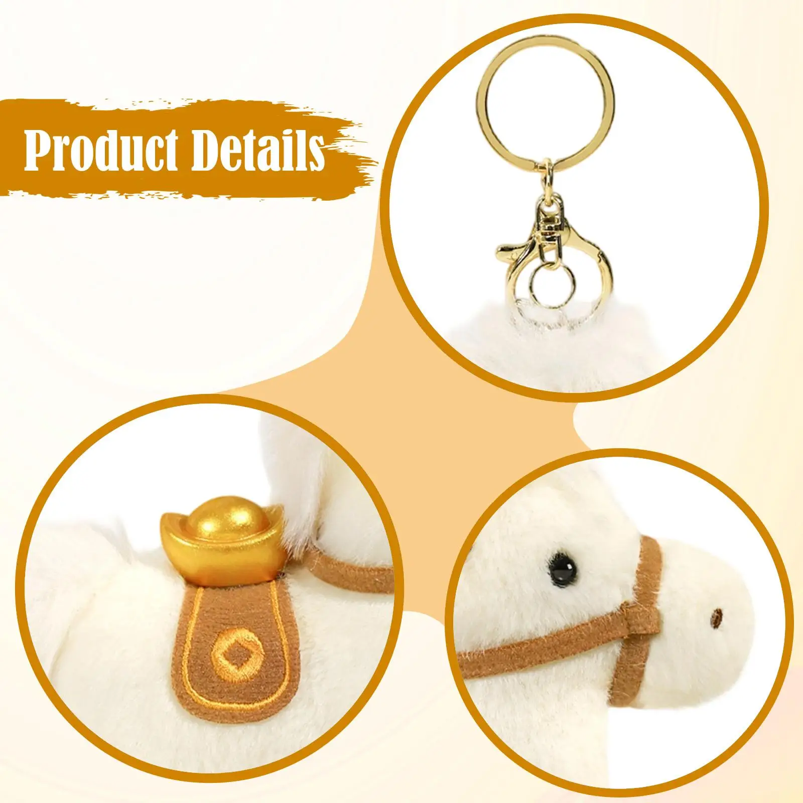 Horse Plush Pendant Charm Stuffed Animal Keychain Ring for Purse Tree Party Favor Birthday Collectible Bag