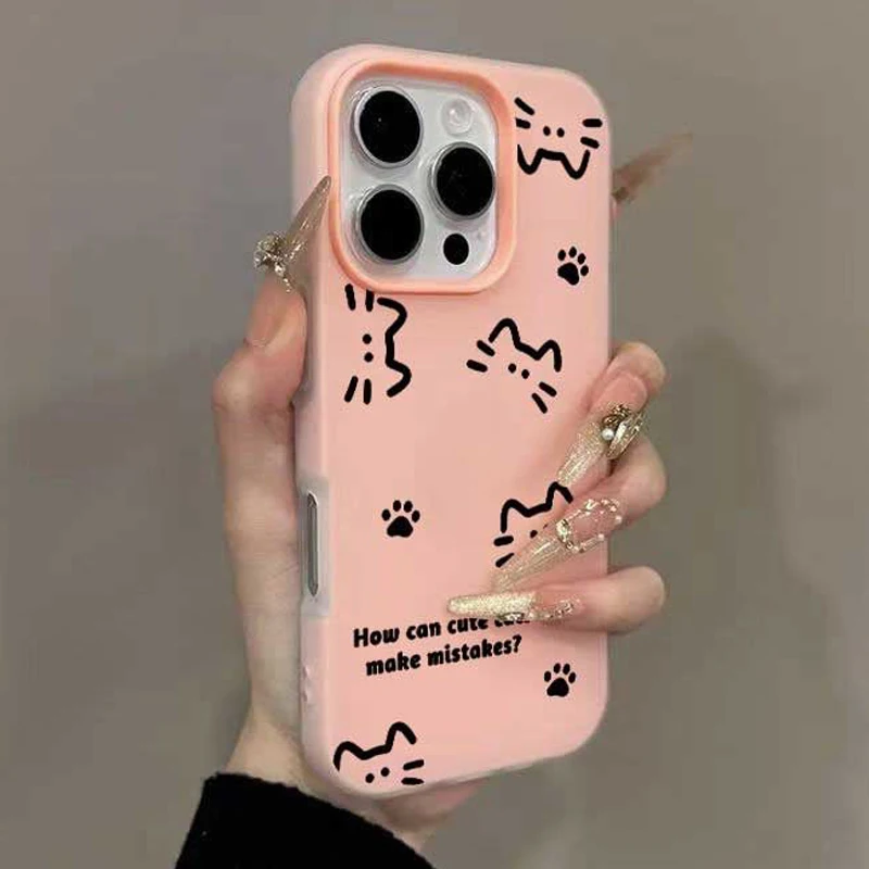 Cute Cat Phone Case for iPhone 17 Air, 15, 14, 13, 12, 11 Pro Max, 7, 8 Plus, X, XS, XR product photo