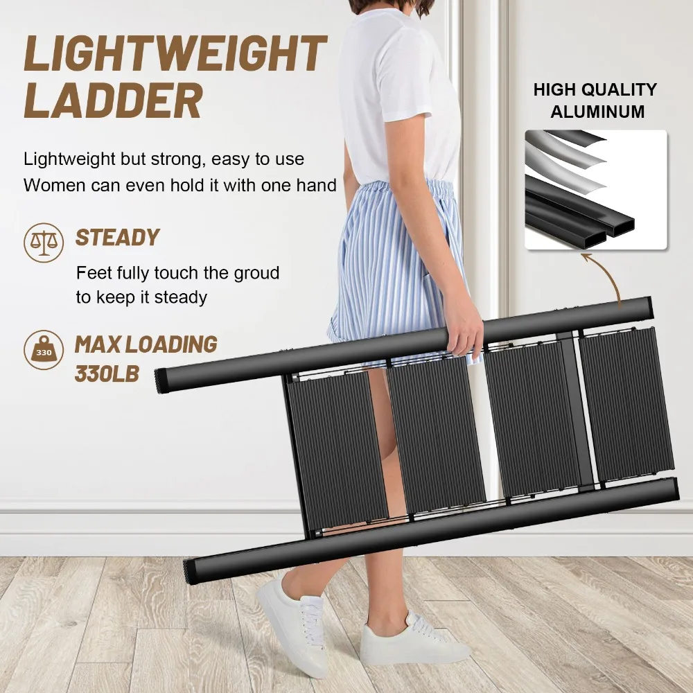 Ladnamy New Four Steps Ladder Ladder Multi-Functional Aluminum Alloy Folding Stair Household Indoor Flower