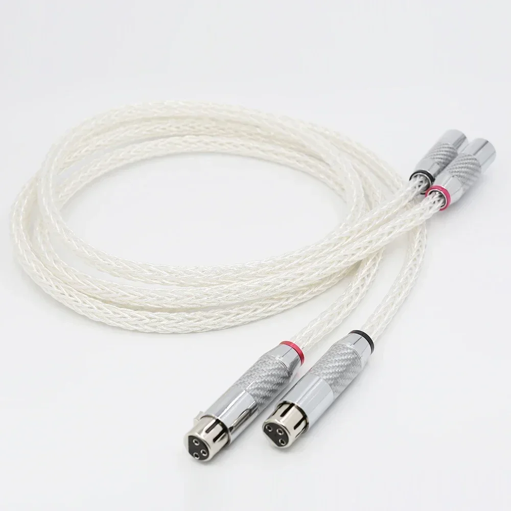 High Quality Hi-End 8AG Silver Plated OCC 16 Strands Audio Cable With Carbon Fiber 3pins XLR Balanced cable,xlr connector