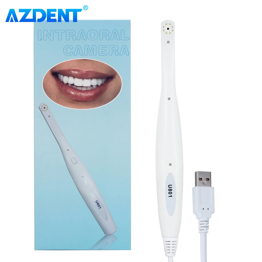 AZDENT Dental Digital Oral Endoscope Intraoral Camera 8 White Cold LED Light High Resolution Latest CMOS 1/4 Sensor USB