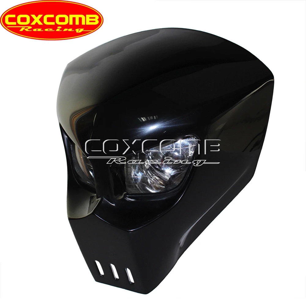 Naked Motorcycle Decorative Lights Skull Shape Headlamp Fairing Mask For Harley Honda Choppers Bobber Cruiser Touring Custom 12V