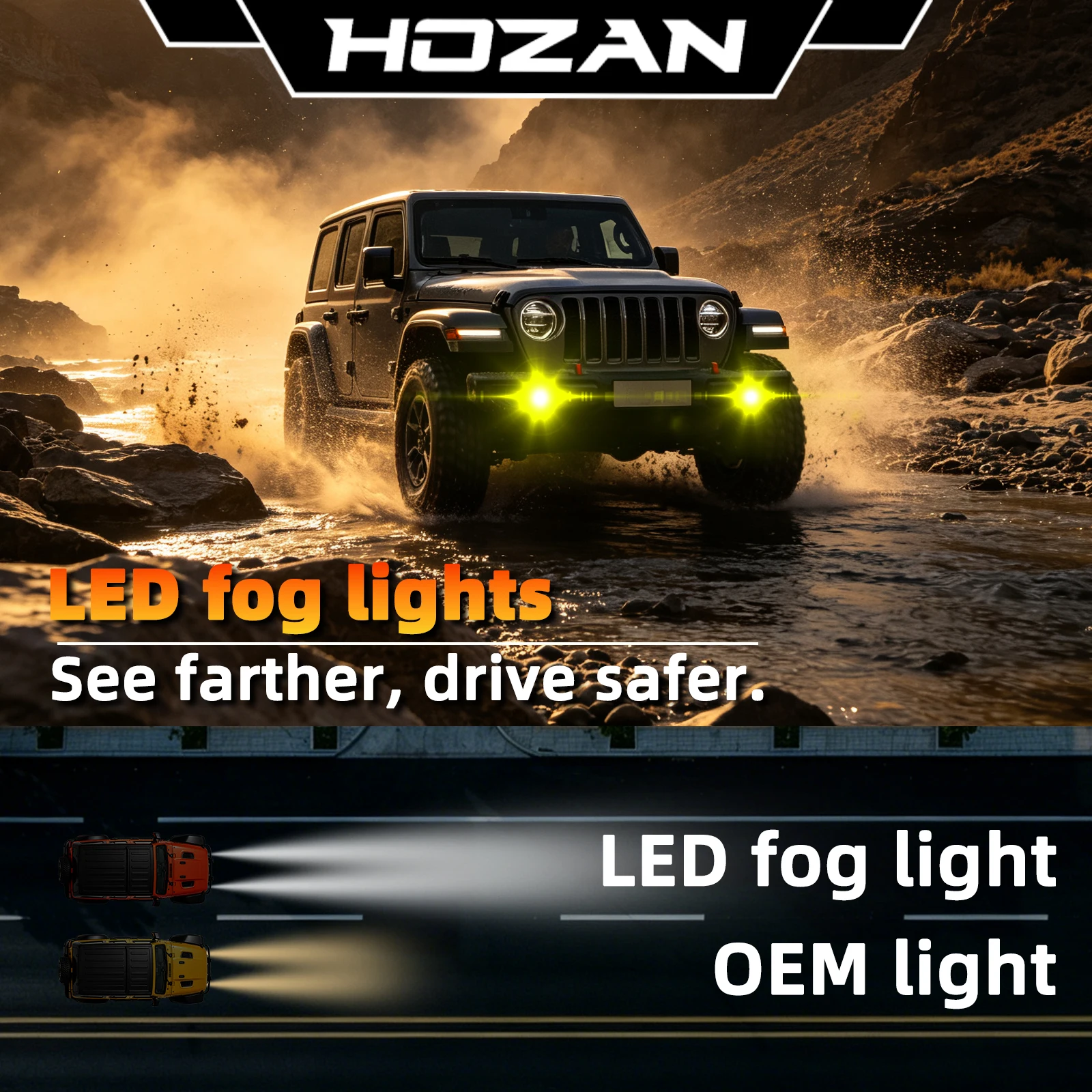 4 Inch New Light‑Warrior Dual‑Color LED Fog Lights White Yellow Switchable OEM Replacement Lamps For Jeep Wrangler JL Off‑road
