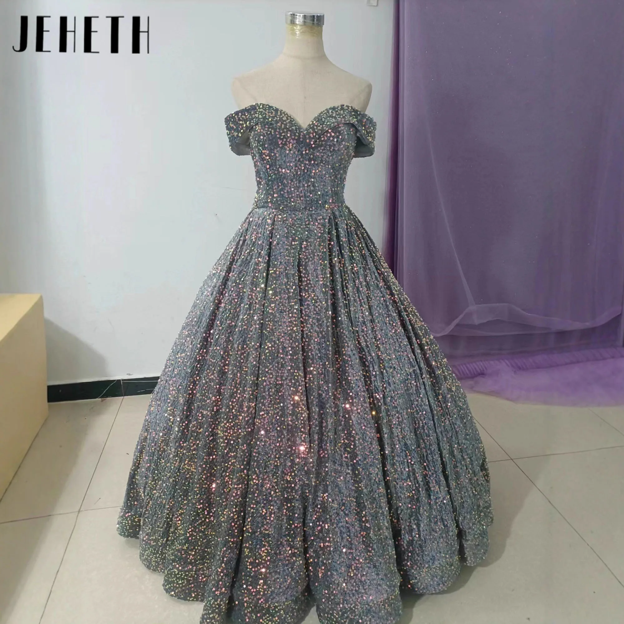 

Блестящее вечернее платье принцессы с блестками и открытыми плечами длиной до пола, вечернее платье, длинное вечернее платье трапециевидной формы, элегантное бальное платье