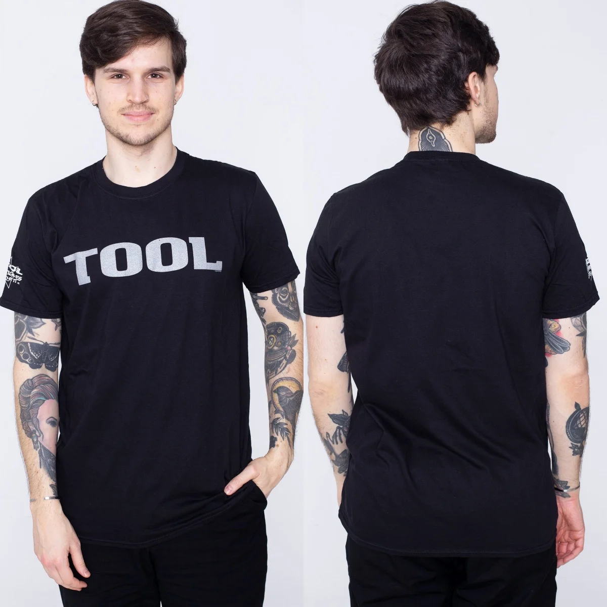 Metallic Silver Logo Tool Band T-Shirt Cotton Graphic Tee Men Women Summer Streetwear