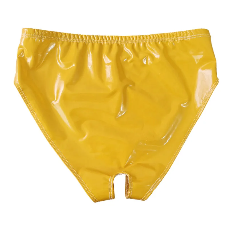 Womens Latex Briefs Open Crotch Low Waist Panties Faux Leather Hot Pants Shorts Sexy Lingerie Underwear Pole Dance Clubwear New