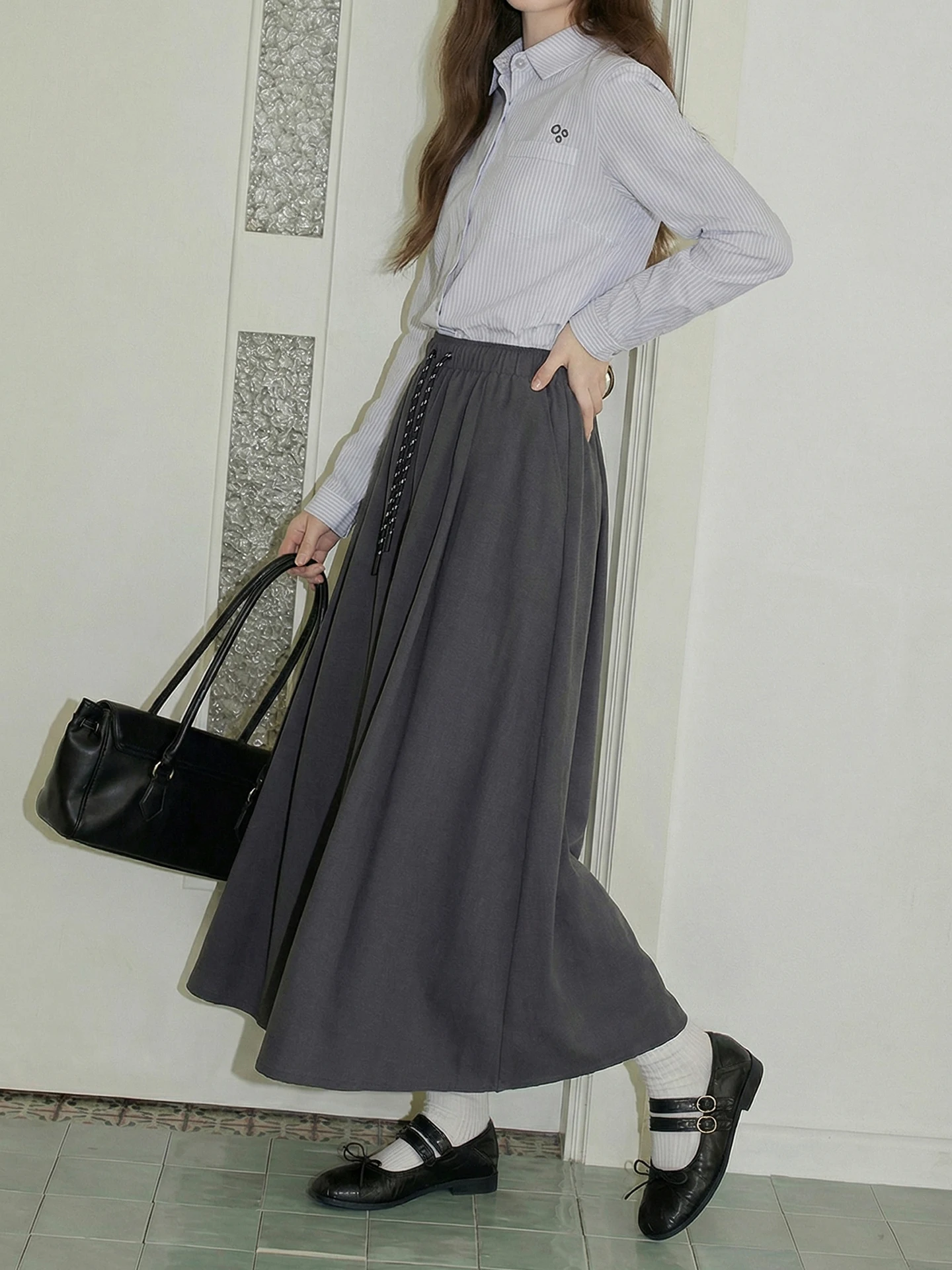 

Новая летняя женская юбка А-силуэта с высокой талией, свободного кроя, повседневная, для работы, длиной до колена