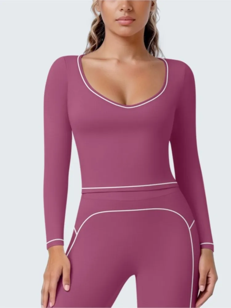 One Piece Summer Shockproof Yoga Running Gym Spring Autumn Top Women Fitness Quick-Dry Workout Female Sports Long Sleeve T-shirt