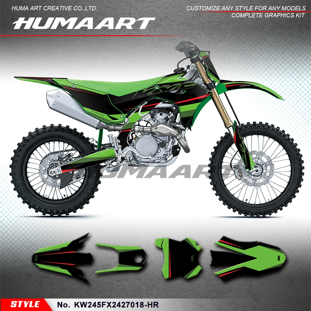 HUMAART Adhesive Sticker Racing Graphics for Kawasaki KX450 KX450X KX450F 24-26 / KX250 KX250X KX250F 25-26 Vinyl Decal Shield