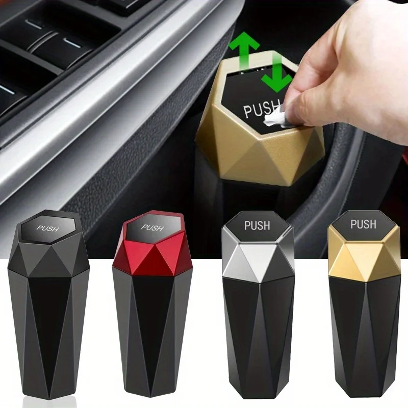 1Pc Mini Auto Mülleimer Tragbare Mülleimer mit Deckel Auslaufsicher Auto Mülleimer für Auto Home Office müll Lagerung Box